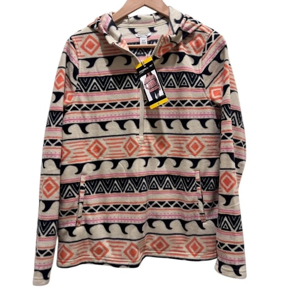 O'Neill Surf Y2K Aztec Half Zip Polar Fleece Hoodie Jacket Pullover